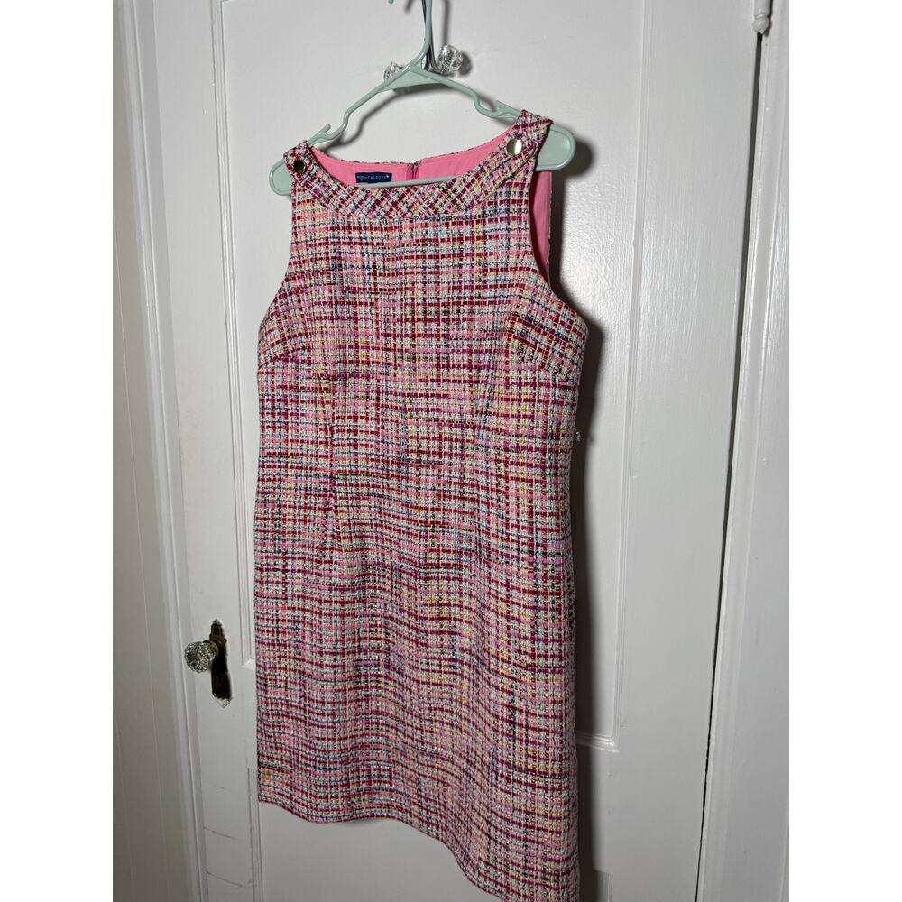 RSVP by Talbots pink tweed Elle woods sleeveless shift dress preppy size 14 P - Picture 4 of 8